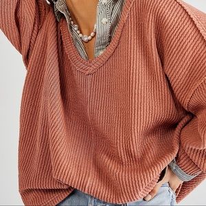 Free People Easy V Pullover in Mauve